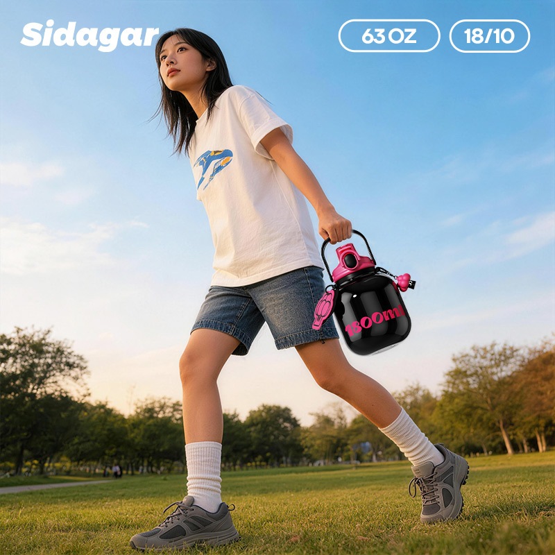 Sidagar แก้วเก็บความเย็น ขวดน้ำเก็บความร้อน 1800ML ความจุสูง สแตนเลส 316 เก็บความเย็น ขวดน้ำสำหรับเล่นกีฬา