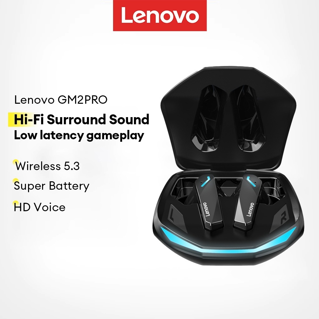 Lenovo GM2 PRO Bluetooth 5.3 หูฟังสําหรับเล่นเกมกันน้ําคุณภาพเสียง Smart Touch HIFI พร้อมโหมดการเล่นเกม Latency ต่ําและเสียงสเตอริโอเบสลึกพร้อมสบาย Ergonomic Fit