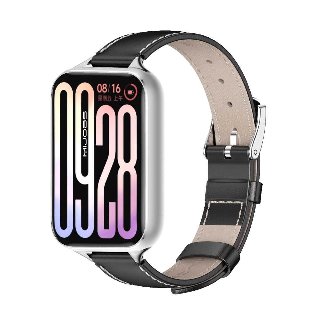 MIJOBS สายนาฬิกาหนังแท้ สำหรับ Mi Band 10 Pro / 9 Pro / 8 Pro (สำหรับชายและหญิง) พร้อมตัวเชื่อมต่อโลหะแบบปลดเร็ว สายนาฬิกาสำหรับ Redmi Watch 6 / 5 / 4 อุปกรณ์เสริมสำหรับเปลี่ยนสาย