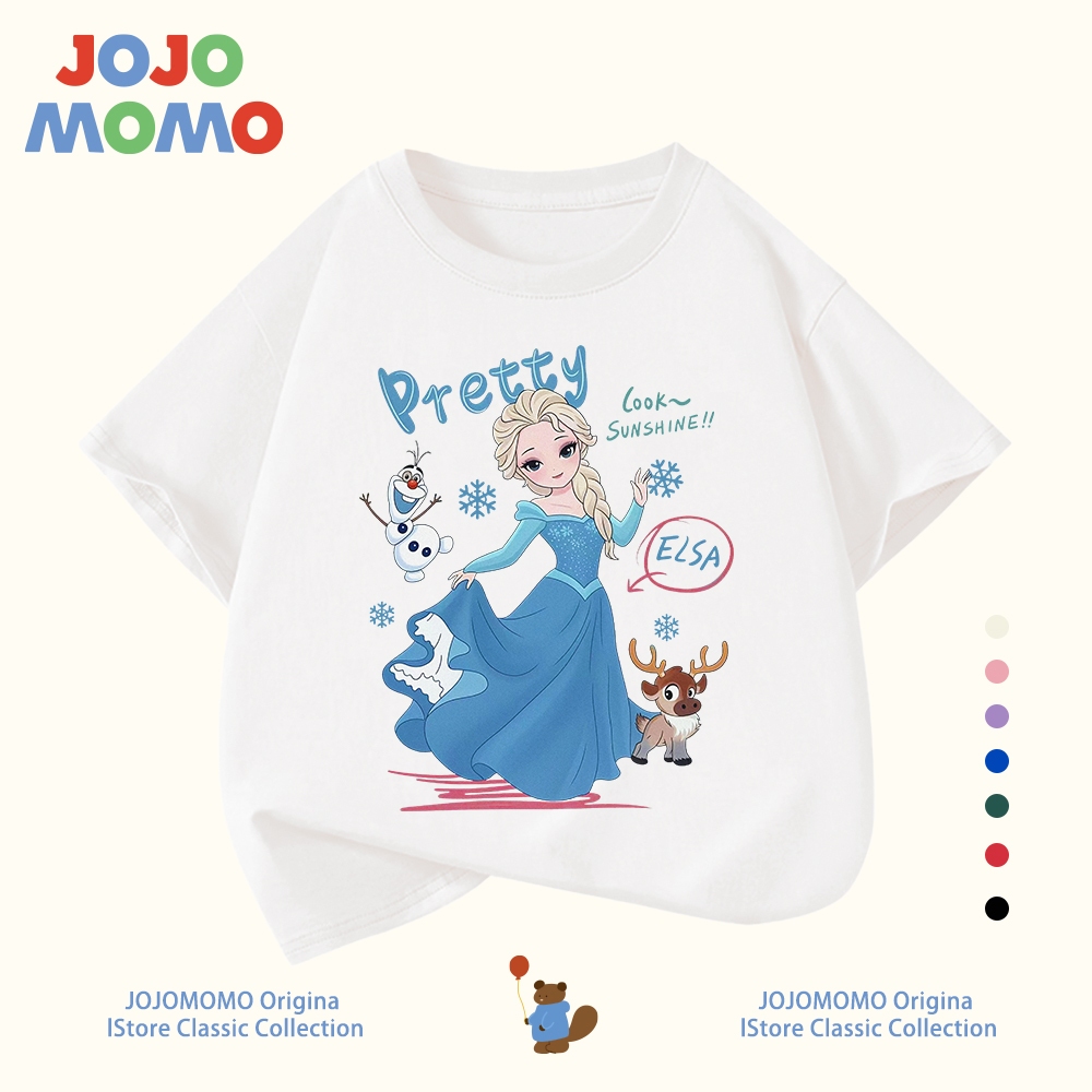 【ส่งในวันเดียวกัน】เสื้อยืดเด็กผู้หญิง แขนสั้น ลายเจ้าหญิงน่ารัก สีขาว ผ้านุ่ม เนื้อผ้าคุณภาพดี ใส่สบาย สำหรับเด็ก 1-10 ปี