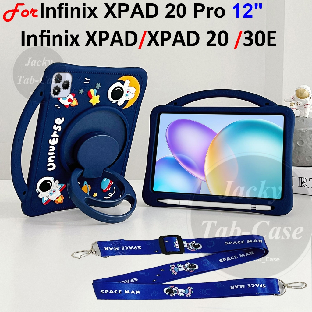 สําหรับ Infinix XPAD 20 XPAD20 Pro 12 "30E 11 นิ้วปกหลัง 3D นักบินอวกาศซิลิโคนอ่อนขาตั้งปากกาสําหรับ