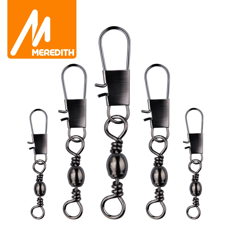 Meredith 50 ชิ้น/ล็อตตกปลาเชื่อมต่อ Pin แบริ่ง Rolling หมุนสแตนเลส Snap Fishhook Lure Tackle Accessorie