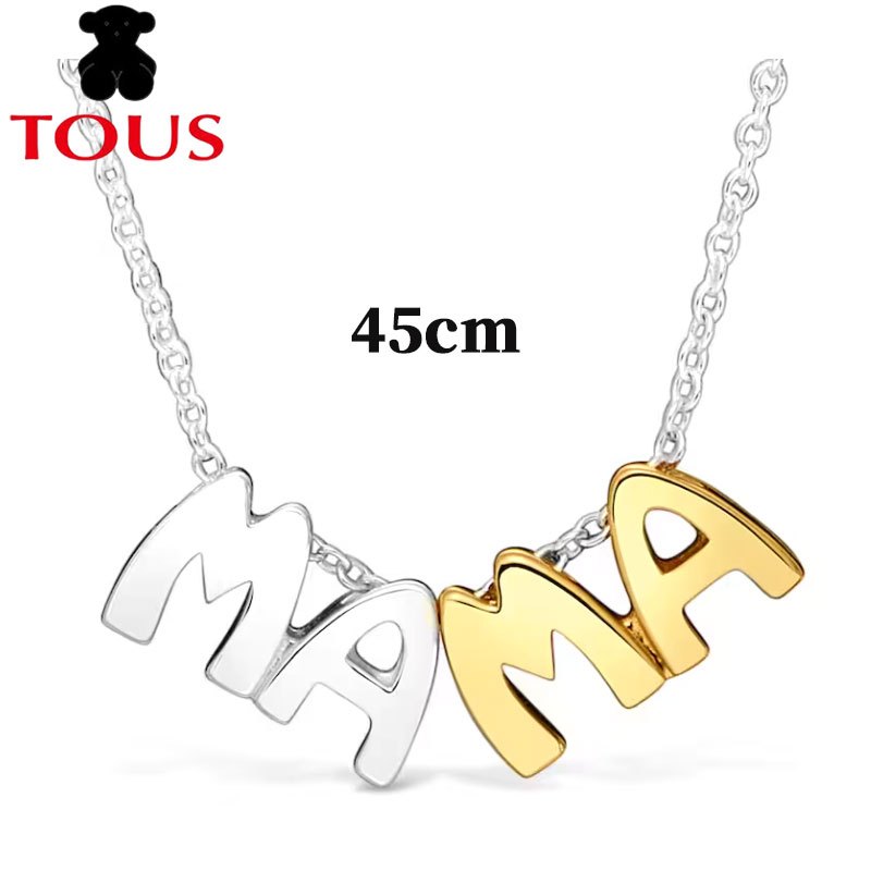 TOUS New สร้อยคอสองสีพร้อม TOUS Mama motifs.ทันสมัยและอเนกประสงค์ ดีไซน์คลาสสิค ลงตัวกับของขวัญเครื่