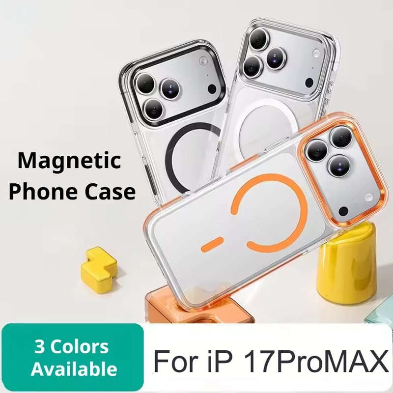 คุณภาพสูงโปร่งใสแม่เหล็ก hard Case สําหรับ iPhone17 16 15 14 13 12Pro MAX 17Air กันกระแทกฝาครอบป้องกัน
