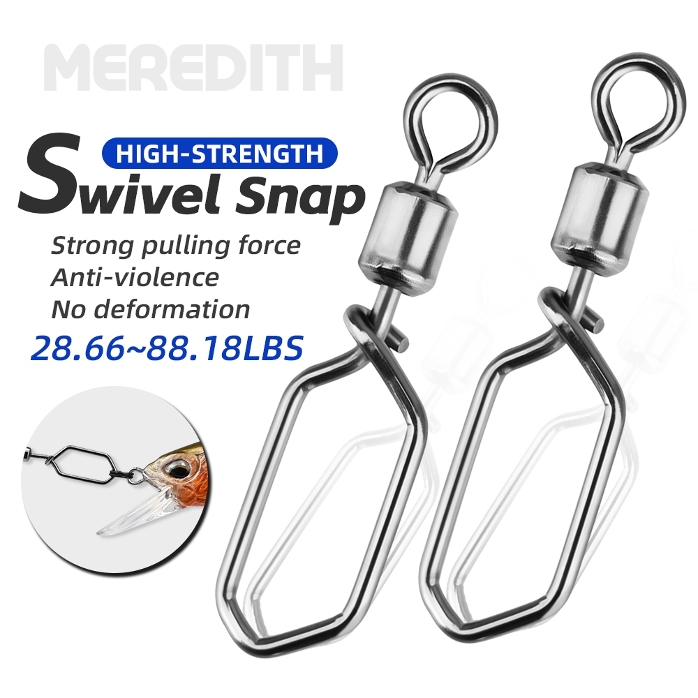 MEREDITH ตกปลาหมุน Snap Hooked Snap สแตนเลสตกปลา Rolling Barrel หมุนตกปลา Lure Connector Lure Tackle