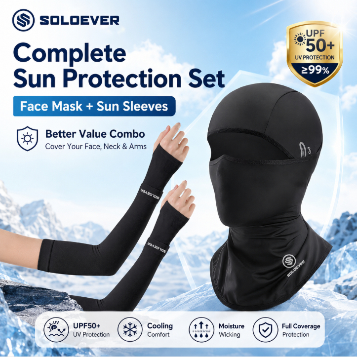 【TH Delivery】SOLOEVER ปลอกแขนกันแดด+มาส์กป้องกันแสงแดด โม่งกัน UV PROATHLETE BALACLAVA MASK