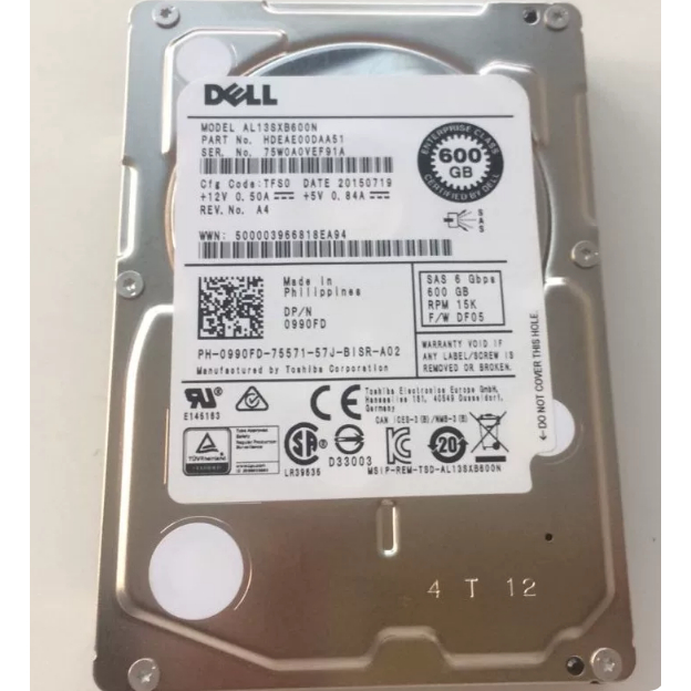 สําหรับ Dell 600G 2.5 SAS 0453KG 0V5300 04HGTJ 0WPJY9 0K1JY9 090FD 0R95FV 0DYDW0 0FPW68 01W7HC serve