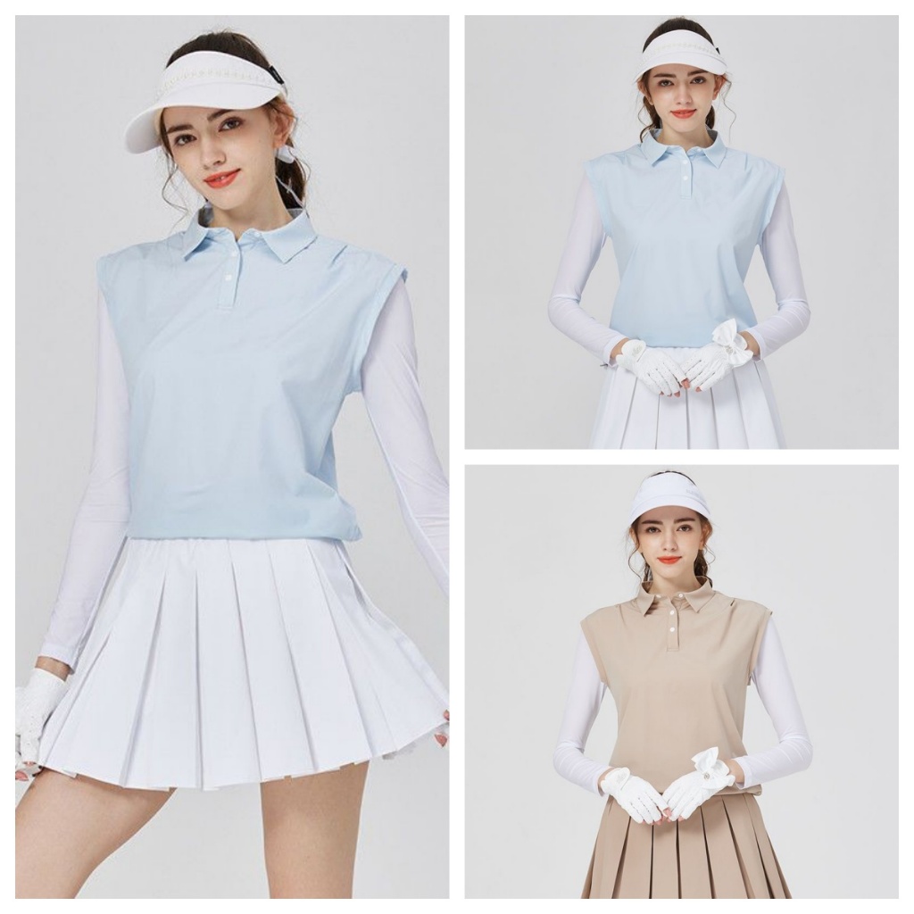 เสื้อกอล์ฟผู้หญิงแขนยาวระบายอากาศได้ดี เหมาะสำหรับการเล่นกอล์ฟและป้องกันแสงแดด