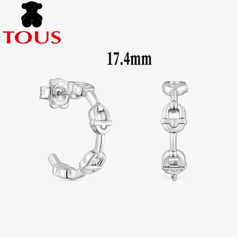 TOUS New ต่างหูห่วงโลโก้เงิน 17.4 มม. TOUS MANIFESTO.ทันสมัยและอเนกประสงค์ ดีไซน์คลาสสิก เหมาะสําหรั