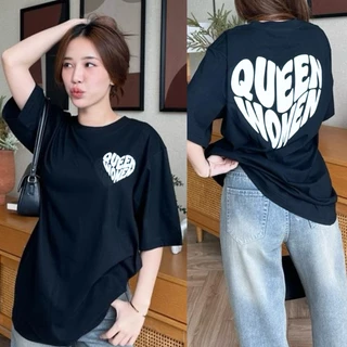 Luvoro (ผ้าฝ้าย 100%) 2026รุ่นใหม เสื้อยืดผ้าฝ้ายแท้ 100% สไตล์ขนาดใหญ่ ลายตัวอักษรรูปหัวใจ oversize T-shirt สีดำและขาว สำหรับผู้ชายและผู้หญิง เสื้อยืดทูโทน เสื้อยืดแขนสั้น C2520