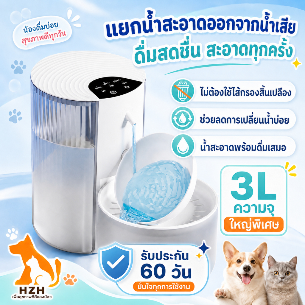 ใหม่ 2025 3000ML อัตโนมัติสัตว์เลี้ยงเครื่องดื่มน้ําอัตโนมัติ Feeder ถังน้ําสัตว์เลี้ยงระบบกรองเหมาะสําหรับแมว
