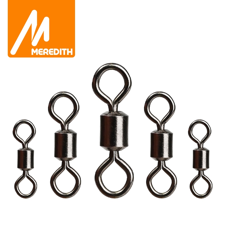 MEREDITH 50 ชิ้น/ล็อตตกปลาหมุนขนาด Solid Connector Ball Bearing Snap ตกปลาหมุน Rolling ลูกปัดสแตนเลส