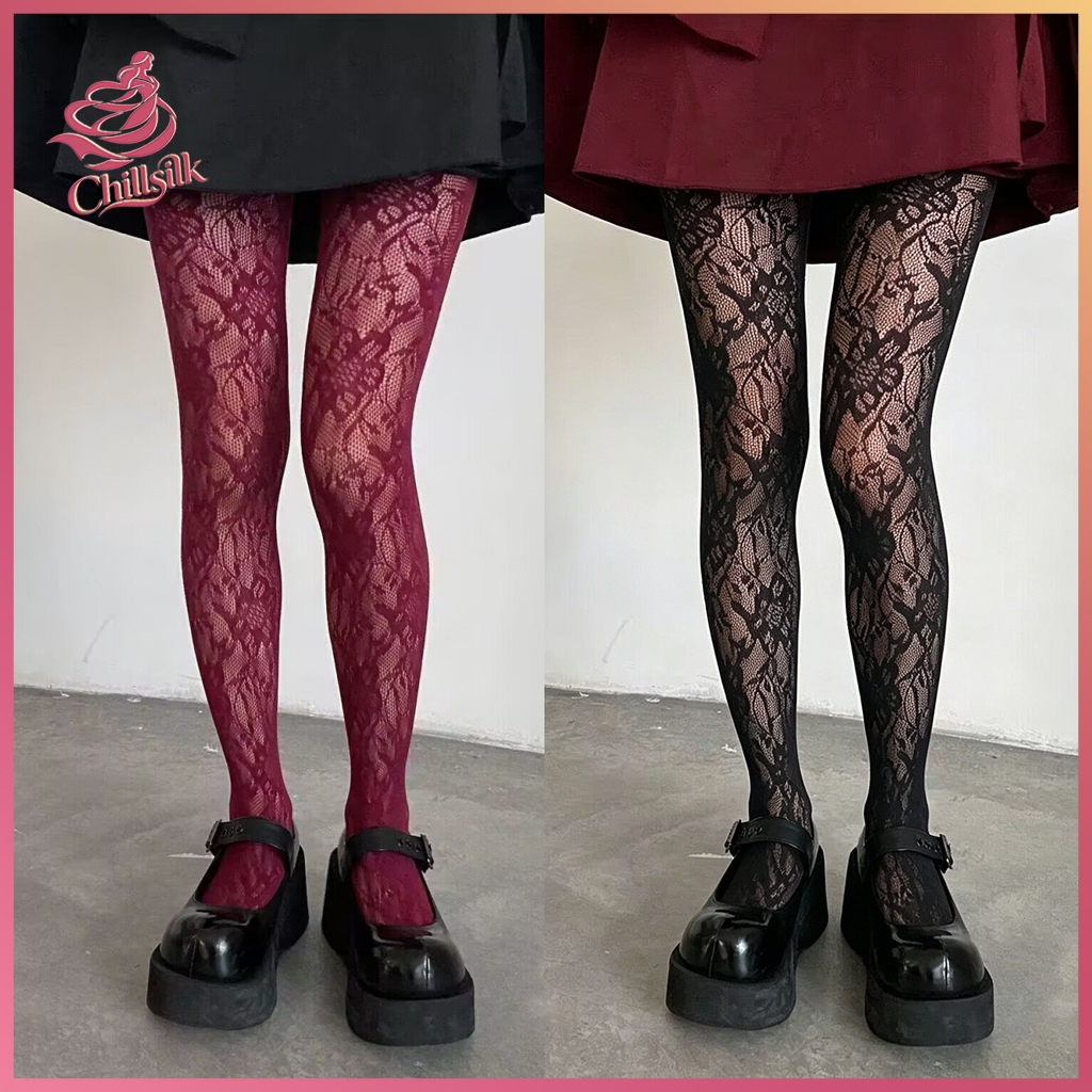 💓ถุงน่องแฟชั่นดีเทลลูกไม้💓 ถุงน่องลาย jacquard สไตล์สตรีทสุดเซ็กซี่ มีให้เลือกหลายสี◀