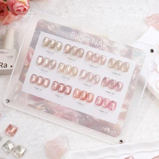 พร้อมส่ง เซตสีเจล rabia 12สี สีเจลแคทอายเนื้อซาติน สีเจลลูกแก้ว rabia 12สี cat eye + พร้อมชาร์ทโชว์