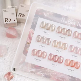 พร้อมส่ง เซตสีเจล rabia 12สี สีเจลแคทอายเนื้อซาติน สีเจลลูกแก้ว rabia 12สี cat eye + พร้อมชาร์ทโชว์