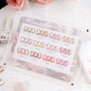 พร้อมส่ง เซตสีเจล rabia 12สี สีเจลแคทอายเนื้อซาติน สีเจลลูกแก้ว rabia 12สี cat eye + พร้อมชาร์ทโชว์