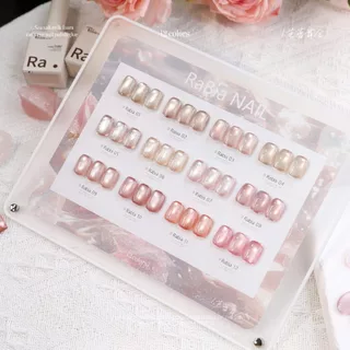 พร้อมส่ง เซตสีเจล rabia 12สี สีเจลแคทอายเนื้อซาติน สีเจลลูกแก้ว rabia 12สี cat eye + พร้อมชาร์ทโชว์