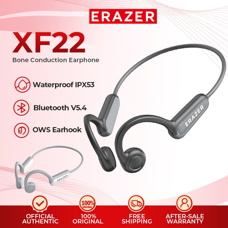 ERAZER XF22 หูฟังไร้สาย หูฟังระบบนำเสียงผ่านกระดูก (Bone Conduction) Bluetooth 5.4 หูฟังสำหรับออกกำลังกาย ระบบควบคุมแบบสัมผัส หูฟังระบบเสียง HIFI Stereo หูฟังกันน้ำ