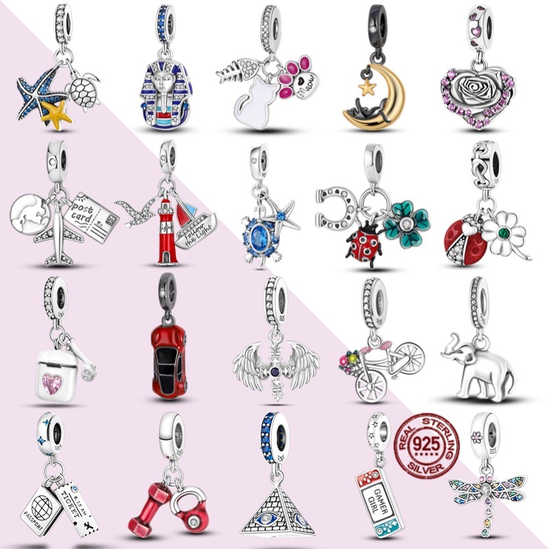 Travel Charm 925 Silver Pyramid Devils Eye Beaded Paris Tower จี้เหมาะสําหรับสร้อยข้อมือลูกปัดทําผู้หญิงแฟชั่นเครื่องประดับ