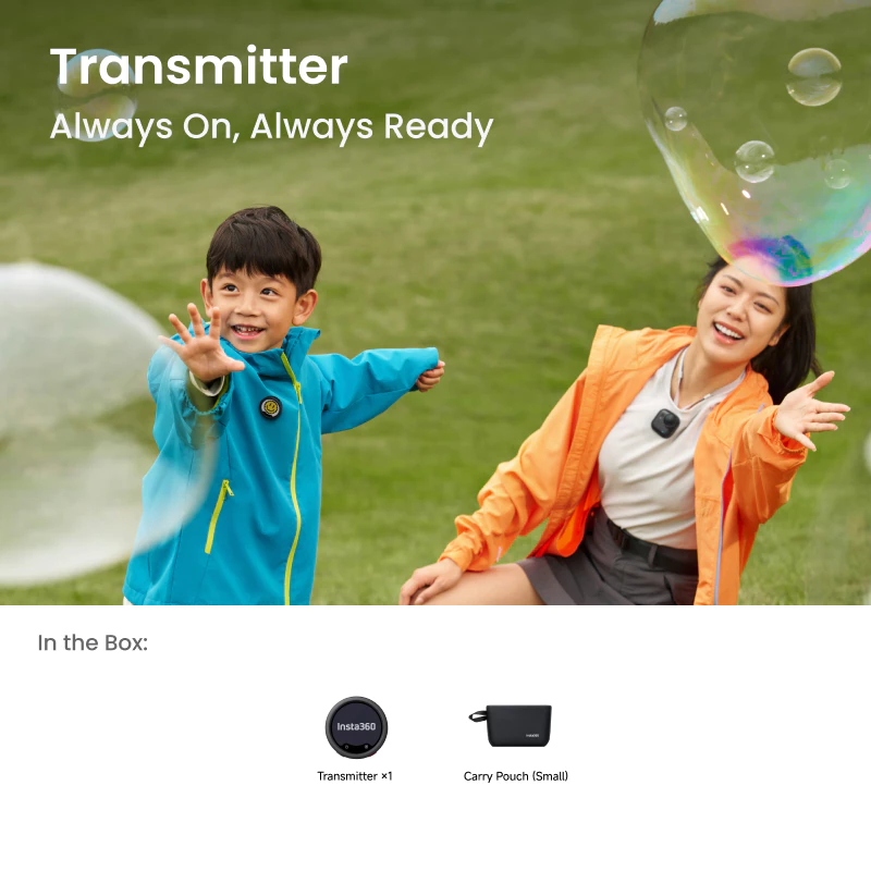 เครื่องส่งสัญญาณ Insta360 Mic Pro, ไมโครโฟนไร้สายแบบหนีบเสื้อขนาดเล็กสําหรับ iPhone/กล้อง/Android, การบันทึกวิดีโอ, บลูทูธ, จอแสดงผล E-ink ที่ปรับแต่งได้, 3 ไมค์ Array thumbnail 5