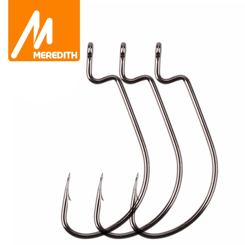 MEREDITH 50 ชิ้น/ล็อตตกปลาหนอนนุ่มตะขอเหล็กคาร์บอนสูงกว้าง Super Lock Fishhooks Lure Softjerk ตะขอ 8 #-5/0 ตกปลา Tackle