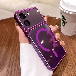 สําหรับ VIVO Y03 Y03T Y36 Y18 4G ความงาม high-end ซิลิโคน electroplated โปร่งใสเคสโทรศัพท์สีเดียวกัน series แหวนดูดแม่เหล็กออกแบบใหม่
