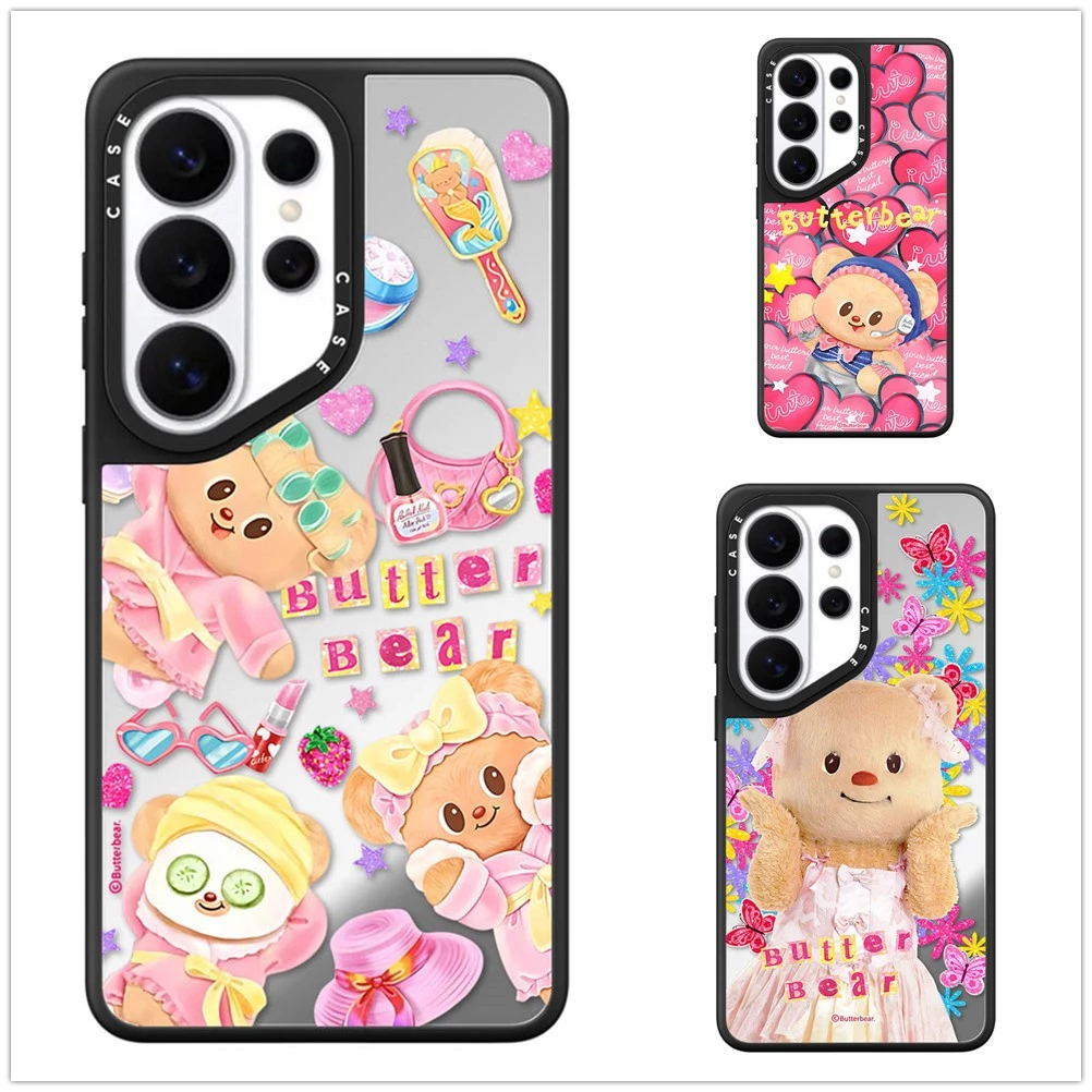 สําหรับ Samsung S26 S25 S24 S23 Ultra Plus น่ารัก ButterBear สติกเกอร์ Hard กลับกระจกกันกระแทกกรณี