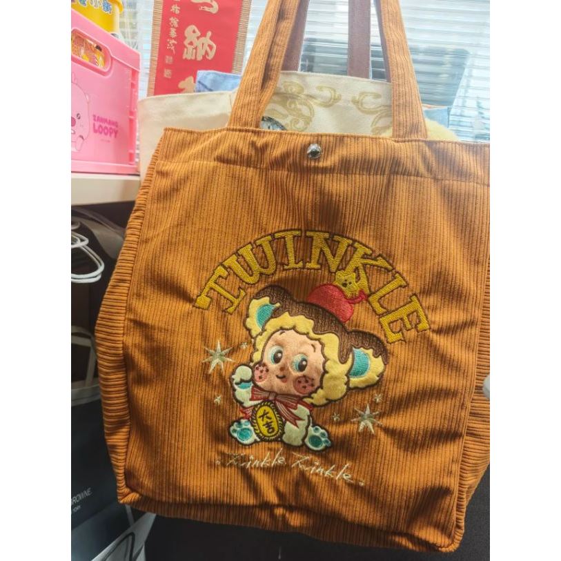 Pop Mart Cute Starman Corduroy Retro Shoulder Bag Tote รูปที่ 7
