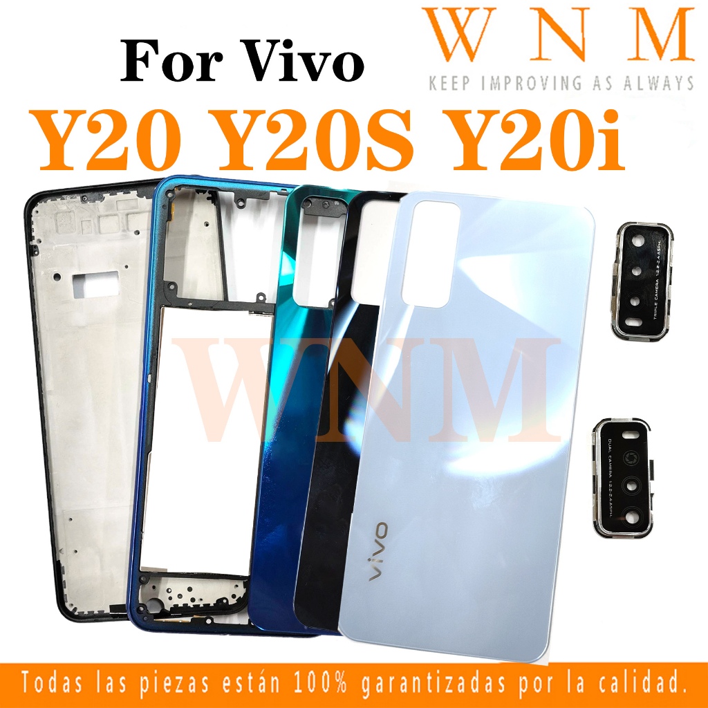 สําหรับ Vivo Y20 Y20S G Y20i Y12S Y12A LCD กรอบด้านหน้า Bezel ฝาหลังแบตเตอรี่ + กรอบกลาง + อะไหล่กรอบกล้องด้านหลังกรณีฝาครอบแชสซีศูนย์