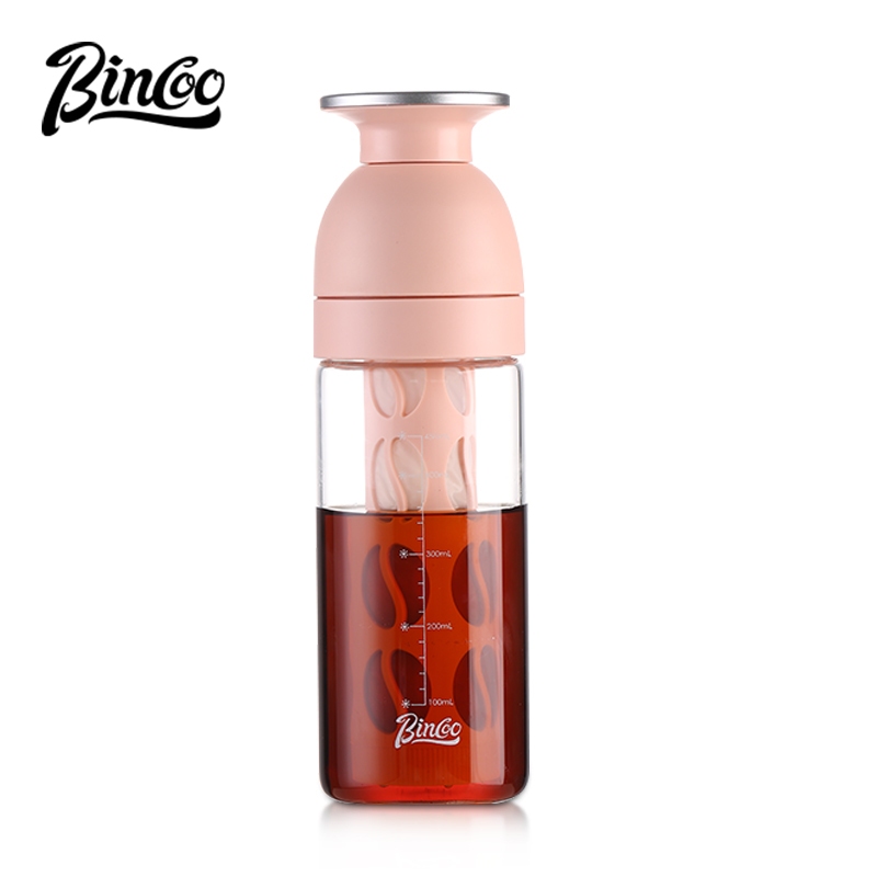 BINCOO แก้วกาแฟถ้วยชงเย็นแก้วทนความร้อนสําหรับสํานักงานและกลางแจ้ง 600ML