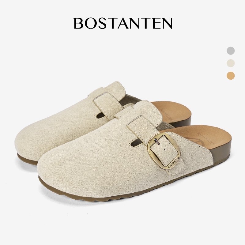 【พร้อมส่งจากไทย】BOSTANTEN รองเท้าเปิดส้น ผู้หญิง รองเท้าหัวโตแฟชั่น Nut Pudding รองเท้าสวมหัวปิด ไม่กัดเท้า