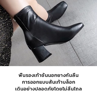 Virella รองเท้าบูทมาร์ตินสั้นผู้หญิงสไตล์เกาหลี เรียบง่าย หรูหรา สบาย ส้นหนาและนิ้วเท้าเหลี่ยม