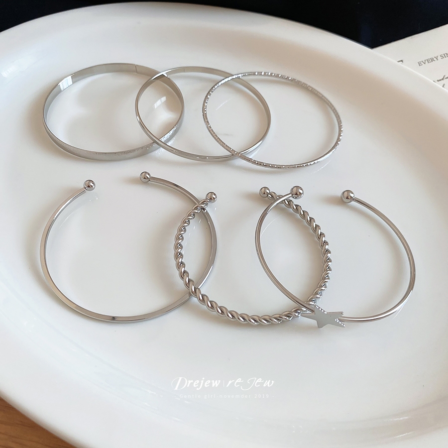 เดรช 6ชิ้นยุโรปดาวเปิดสร้อยข้อมือแฟชั่นที่เรียบง่ายอเนกประ รูปที่ 4