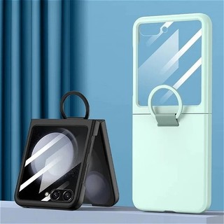 HOCE หน้าจอฟิล์มแก้วแบบบูรณาการแหวนหัวเข็มขัดเคสโทรศัพท์สําหรับ Samsung Galaxy Z Flip 7 6 5 สีทึบ Matte Hard Cover
