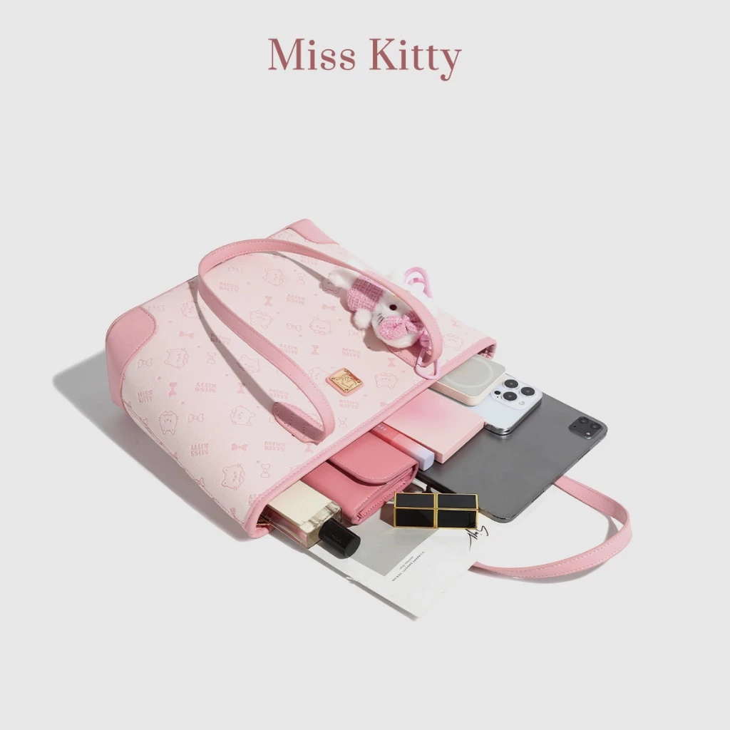 กระเป๋าสะพาย MISS KITTY สีชมพู กระเป๋าสะพายไหล่ผู้หญิง คิตตี้ กระเป๋าสะพายข้าง กระเป๋าใบใหญ่มาก กระเป๋าสะพายไหล่ thumbnail 8