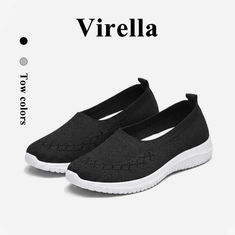 Virella รองเท้าคุณแม่ที่เรียบง่ายและทันสมัย ​​รองเท้าผ้าใบแบบสวม พื้นรองเท้าแบน ระบายอากาศได้ดี น้ำหนักเบา สบาย กันลื่นดีเยี่ยม เดินง่าย