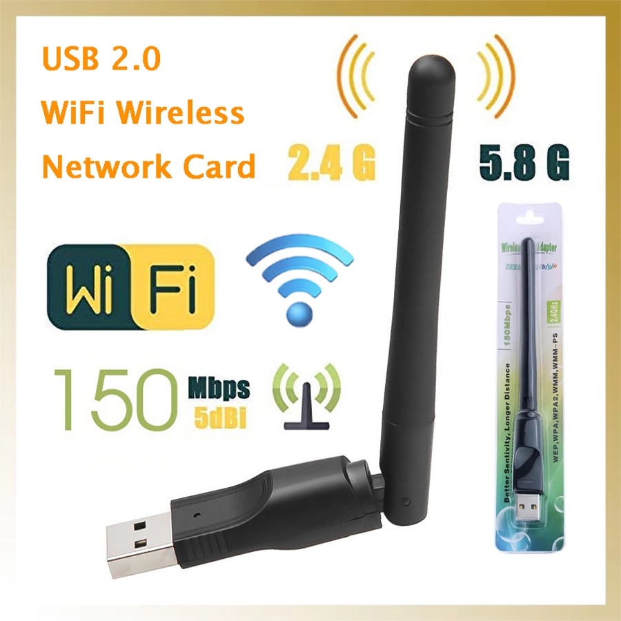150M Ralink MT-7601 USB 2.0 WiFi การ์ดเครือข่ายไร้สายเสาอากาศ 802.11 b/g/n อะแดปเตอร์ LAN