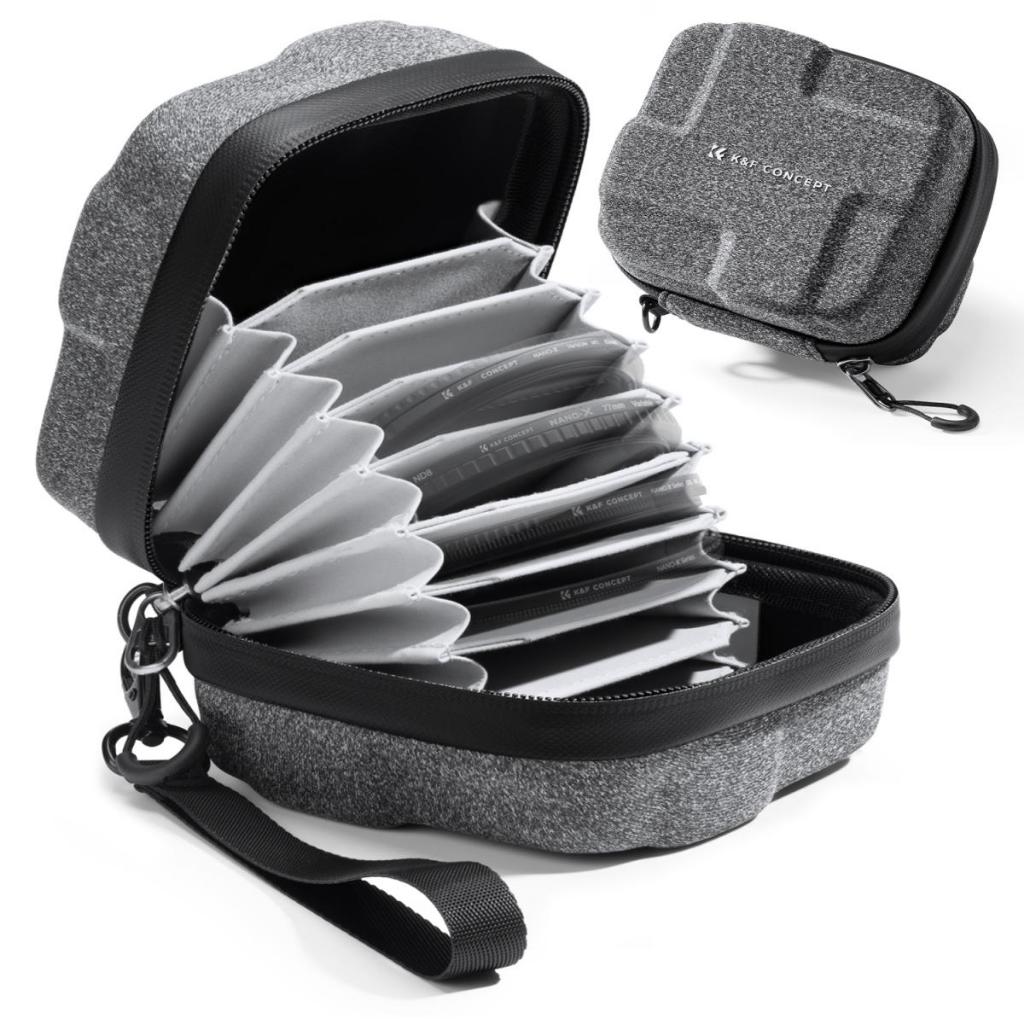 K&F Concept 10 Pockets Hard Shell Lens Filter Bag กันน้ํา ทนทาน พกพาสะดวกSize L/Size S