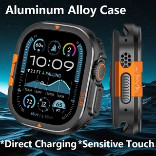 โลหะอลูมิเนียมสําหรับ iWatch Ultra 1/2/3 49 มม.Series11 10 46 มม.ผู้ชายฝาครอบป้องกันสําหรับ IWatch 9 8 7 6 5 4 SE 44/45 มม.กรอบกันชน