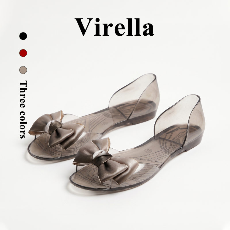 Virella ผู้หญิงฤดูร้อนเย็นพลาสติกคริสตัลรองเท้าแตะถังแบน