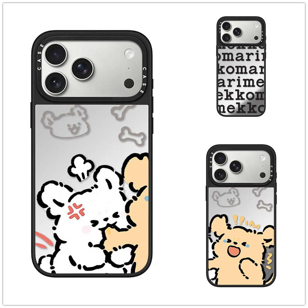 แม่เหล็กไร้สายสําหรับ iPhone 17 16 15 14 13 Pro Max Plus สุนัขตลกขอบสีดํา Hard ฝาหลังกรณีโลโก้แกะสลัก