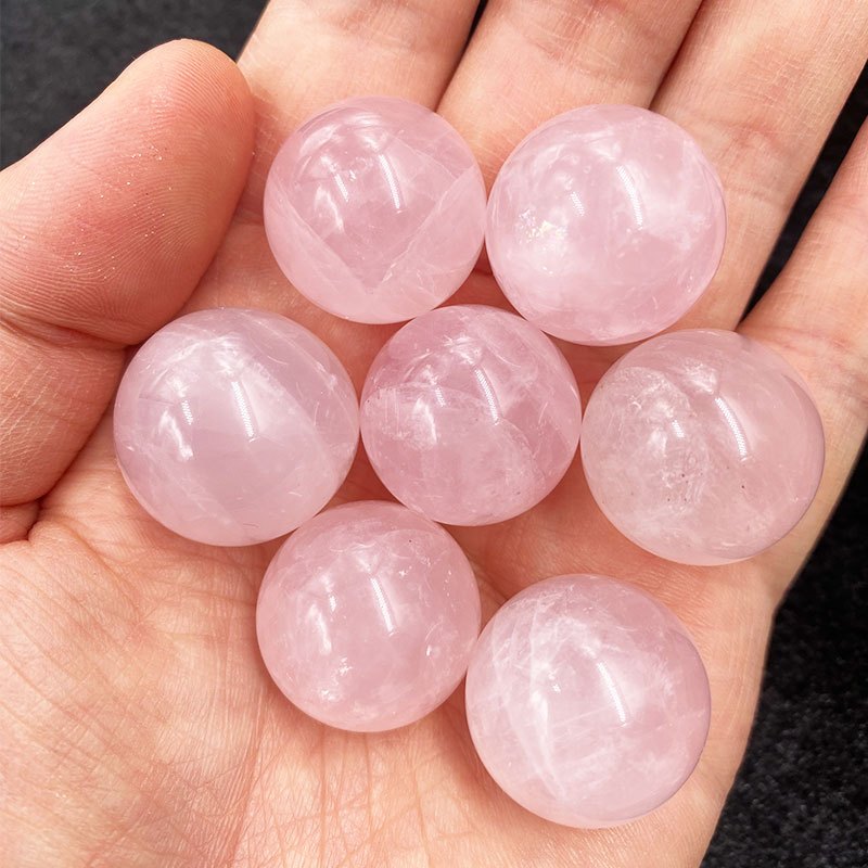 1ชิ้น21-23มิลลิเมตรธรรมชาติกุหลาบควอตซ์ทรงกลมสีชมพูคริสตัลบอลรักษาหินหัตถกรรมทําตกแต่งบ้าน