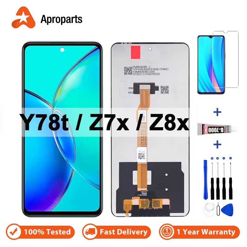 IPS LCD สําหรับ VIVO Y78t Y100i V2279A iQOO Z7x Z8x V2272A V2312A จอแสดงผล Touch Screen Digitizer As