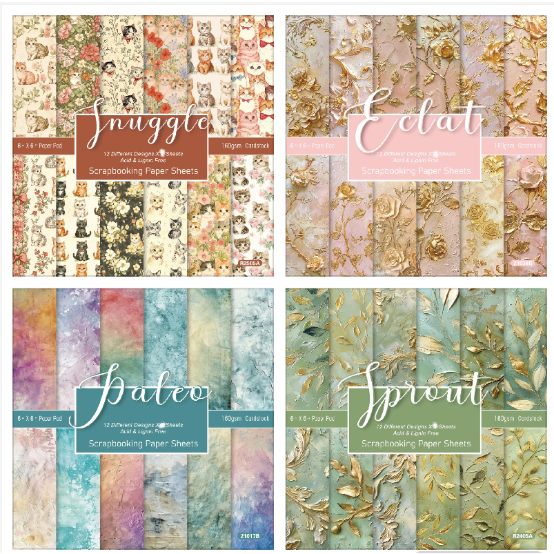 กระดาษแพ็ค 6 "x6" Jnuggle/ใบ/ดอกไม้ 12 แผ่นกระดาษพื้นหลังศิลปะการ์ดทํา DIY สมุดภาพกระดาษหัตถกรรม