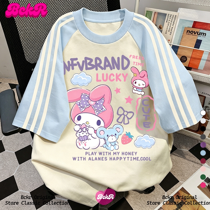【จัดส่งตลอด 24 ชั่วโมง】🔥BCKRลายแมวน่ารัก oversize ชุดหน้าร้อน เสื้อ 🐱คอกลม ผู้หญิง tshirt YG3871