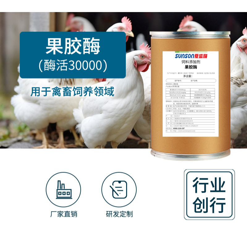 Pectinase PL 5000u/g 10000u/g 30000u/g กิจกรรมเอนไซม์สูง โปรตีนสัตว์ส่งเสริมการย่อยอาหารและการดูดซึม