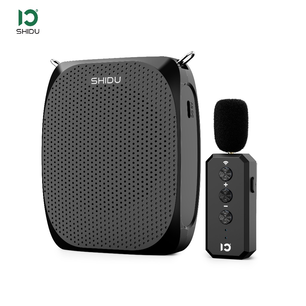 SHIDU ไมโครโฟนไร้สายแบบหนีบเสื้อเครื่องขยายเสียงแบบพกพาพร้อมลําโพง Bluetooth Lapel สําหรับครู
