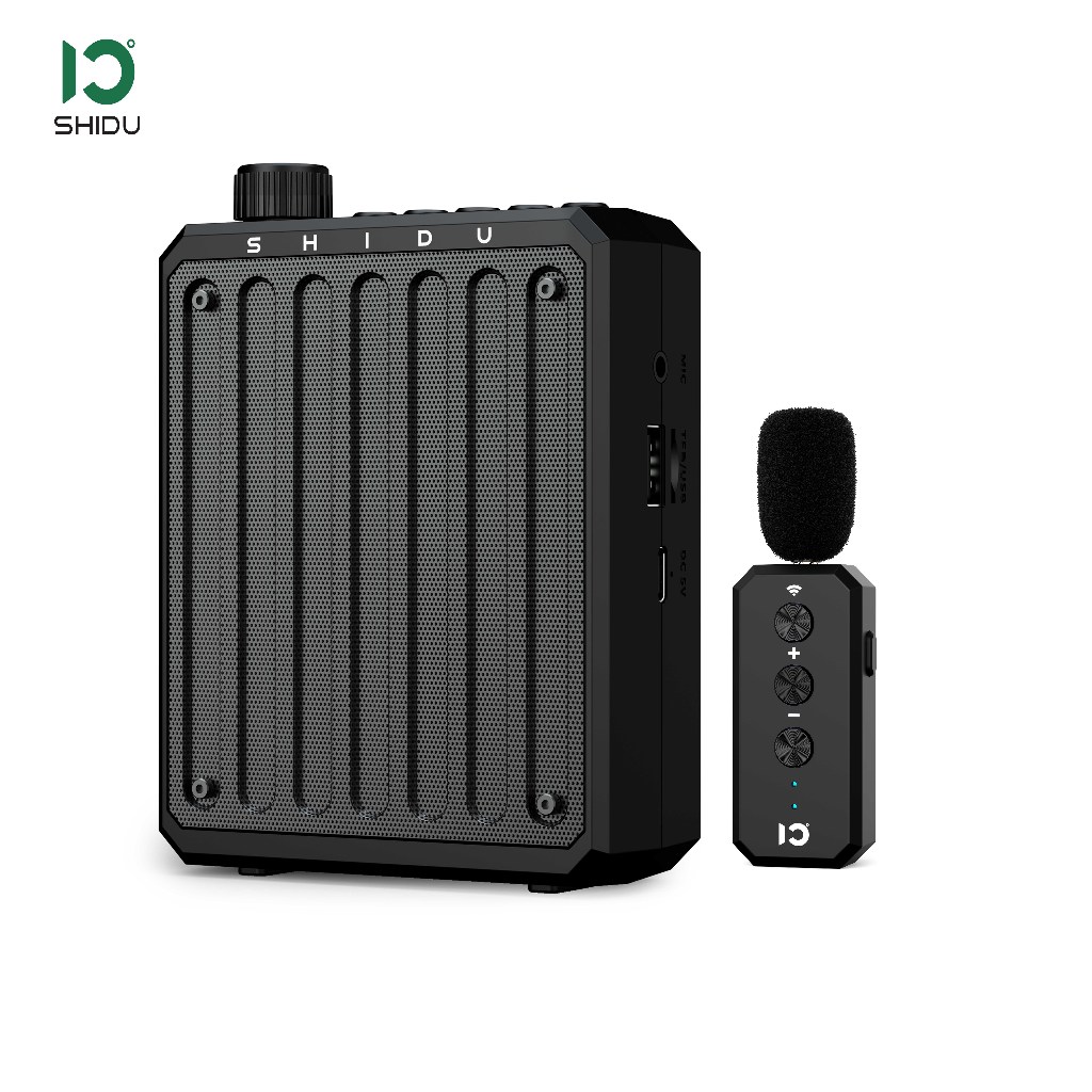 SHIDU Mini เครื่องขยายเสียงแบบพกพา Lavalier ไมโครโฟนสําหรับครูลําโพง Lapel Mic