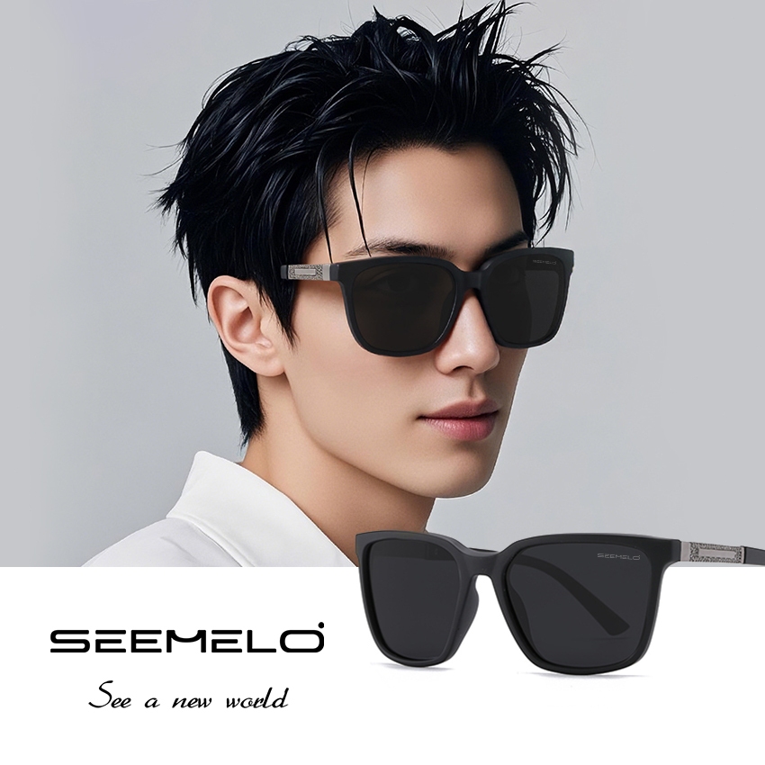 SEEMELO เซเมโล แว่นกันแดดผู้ชาย กรอบสี่เหลี่ยม ป้องกัน UV400 เหมาะสำหรับขับรถ ขี่จักรยาน และตกปลา