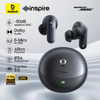 (Sound by BOSE) Baseus Inspire XP1 Bluetooth 6.1 Noise Cancelling True Wireless 6-Mic ENC -50dBANC Earbuds with 45Hrs Playtime